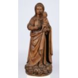 "Madonna mit Kind", wohl spanisch 18. Jahrhundert, Holz, 93 cm hoch, auf flache Plinthe gesetzt, Fi