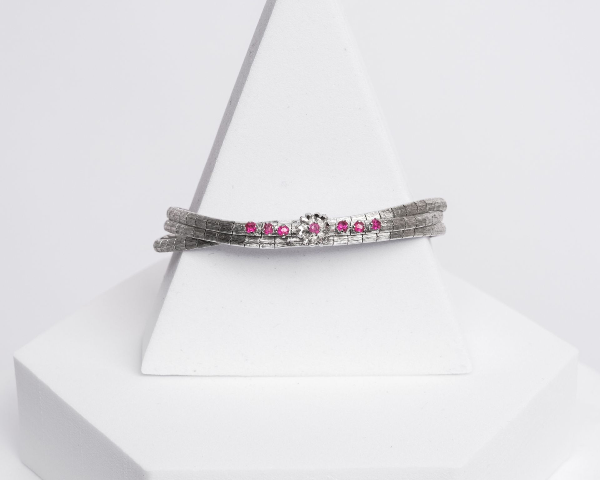 Armband, 800 Silber, 7 kleine Rubine ca. 19.3 g, ca. 18.5 cm