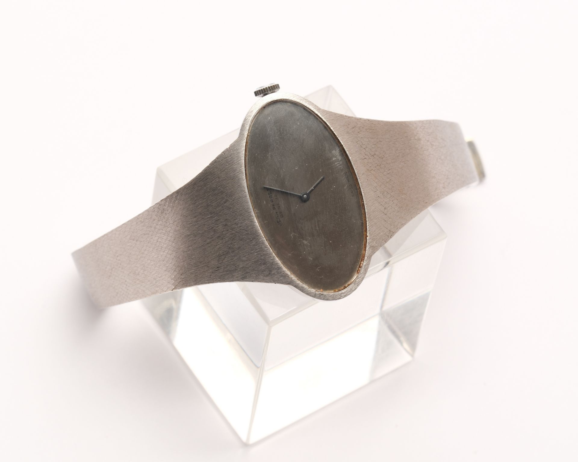 Jean Perret, Damenarmbanduhr, 1970/80er Jahre, Genf, 18kt WG, elliptisches Gehäuse mit verlötetem f - Bild 3 aus 4