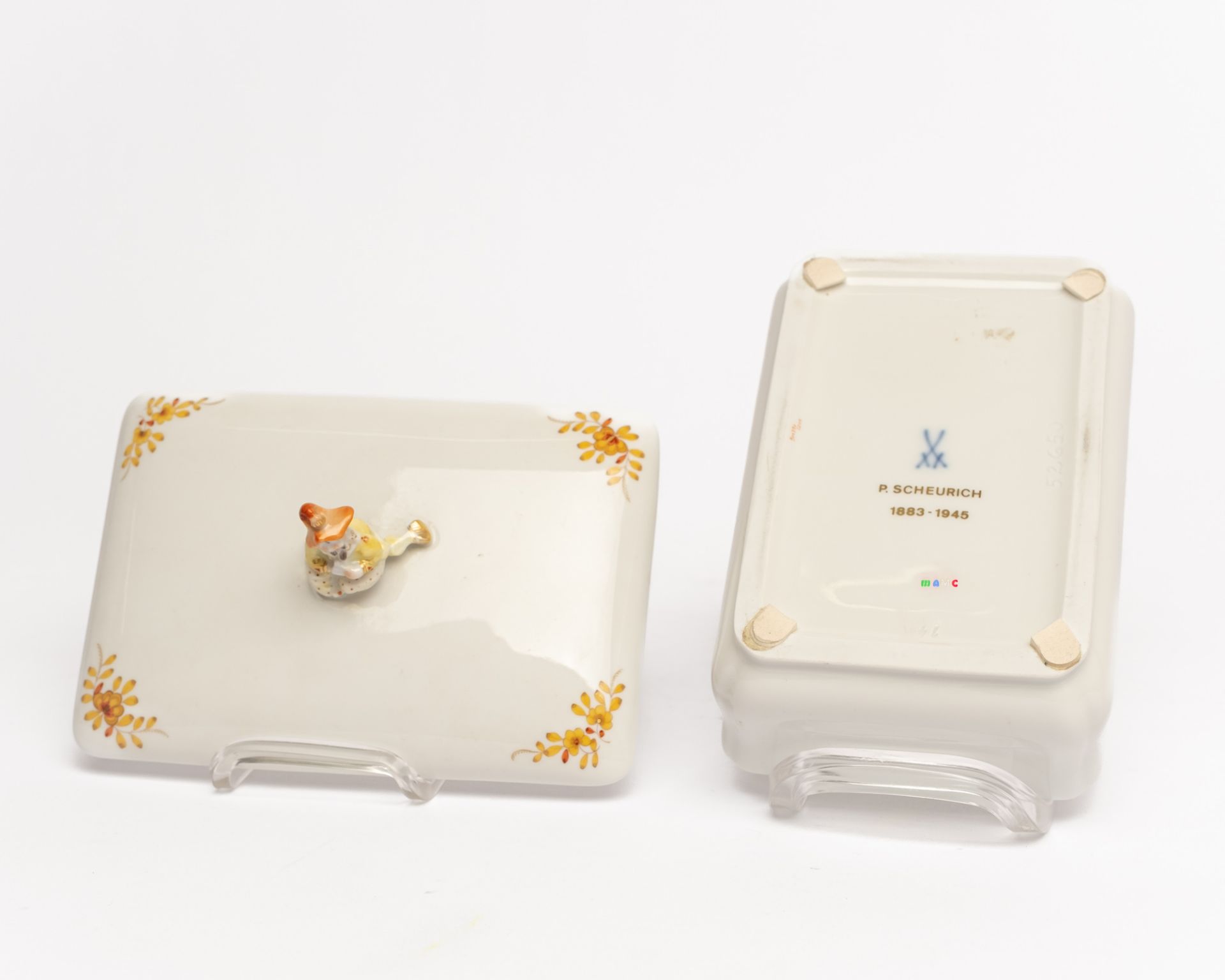 Deckeldose, "Chinese", Meissen, Schwertermarke, 1. Wahl,  Modellnummer 52650, rechteckig, Deckelkna - Bild 4 aus 4