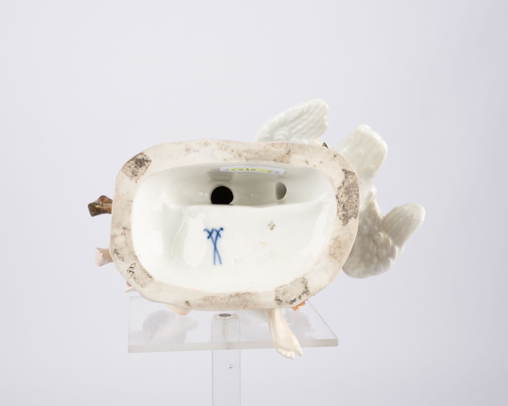 Porzellangruppe, "Leda mit dem Schwan und Amor", Meissen, Schwertermarke, 1850-1924, 1. Wahl, Model - Bild 4 aus 4