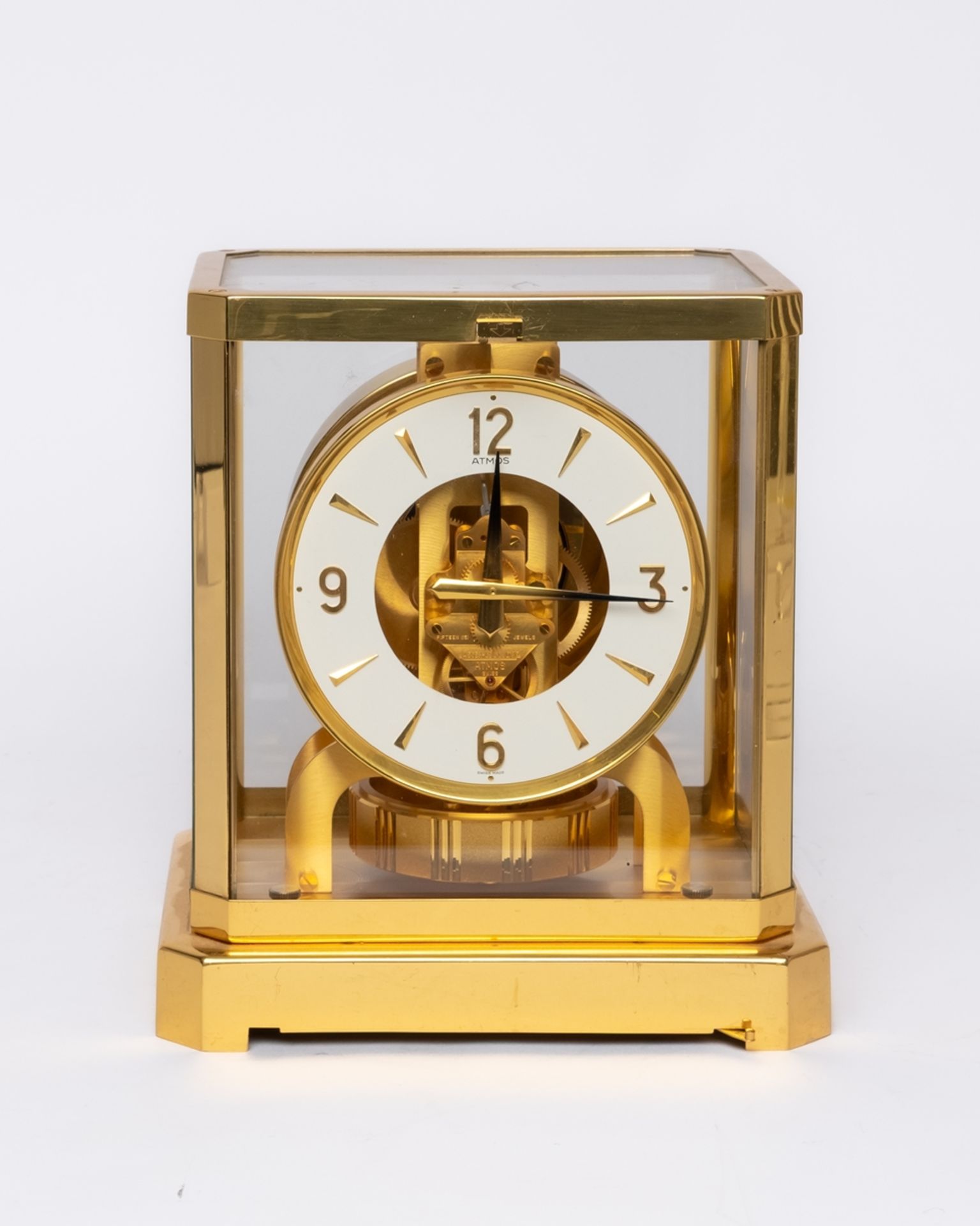 Tischuhr, "Atmos VIII", Jaeger LeCoultre, Schweiz, 1967-1984, Kaliber 528-8, nummeriert 558308, fün