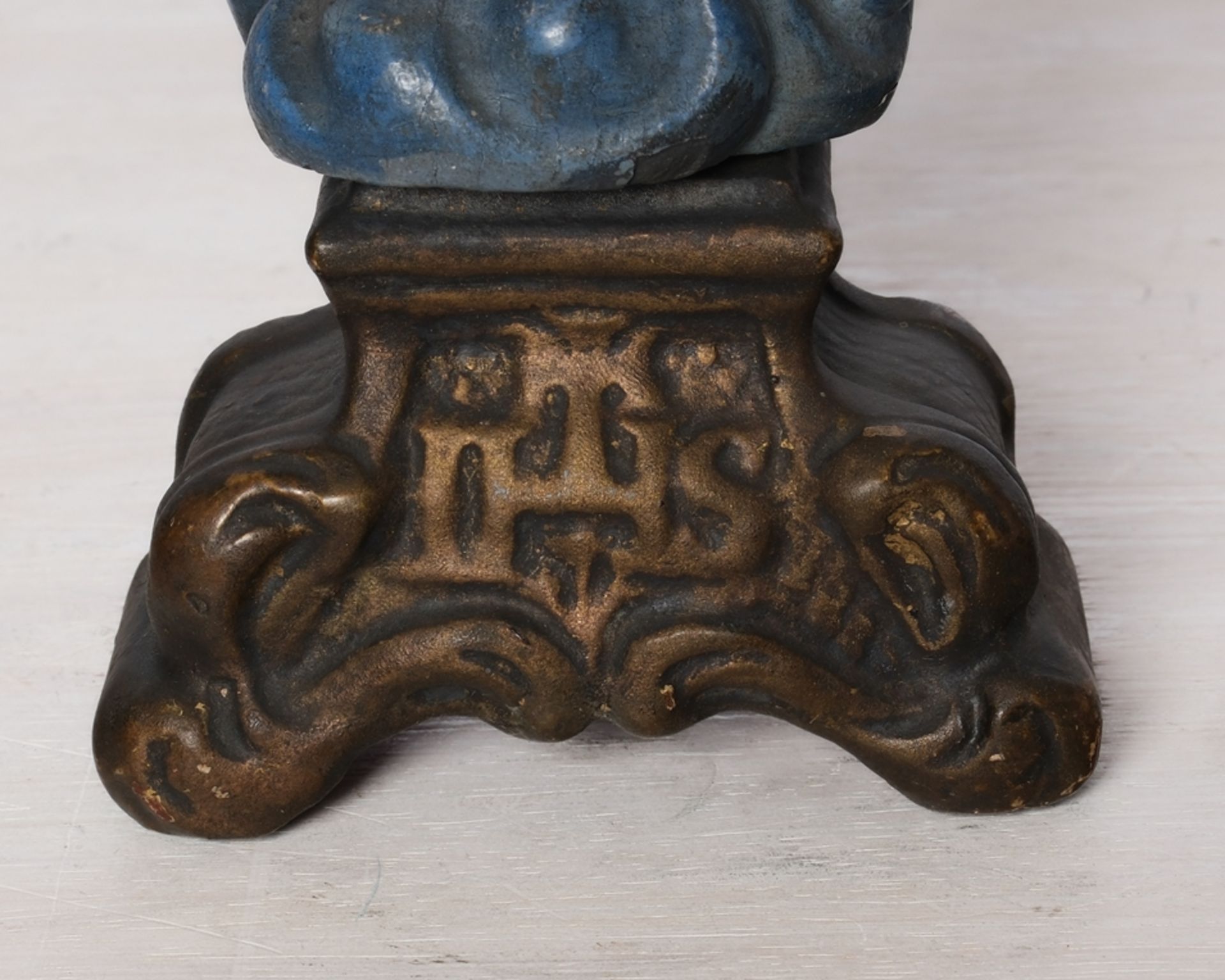 "Auferstehungschristus", süddeutsch 18. Jahrhundert, Holz, farbig, 30 cm hoch, Farbabplatzungen, Ri - Bild 6 aus 6