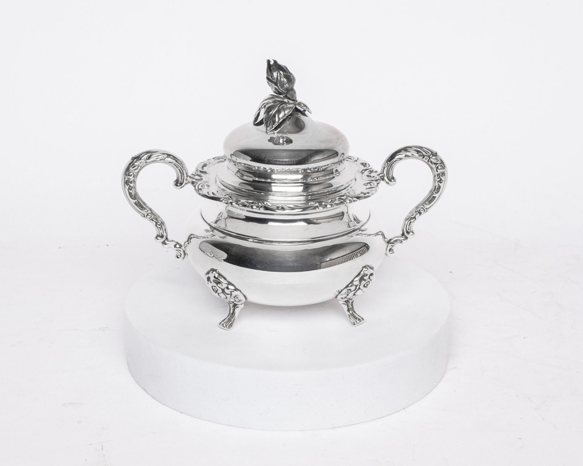 Kaffeekanne, Sahnegießer, Zuckerdose, Silber 925, Otto Wolter, gebauchte Gefäße mit abgesetzter Sch - Bild 2 aus 5