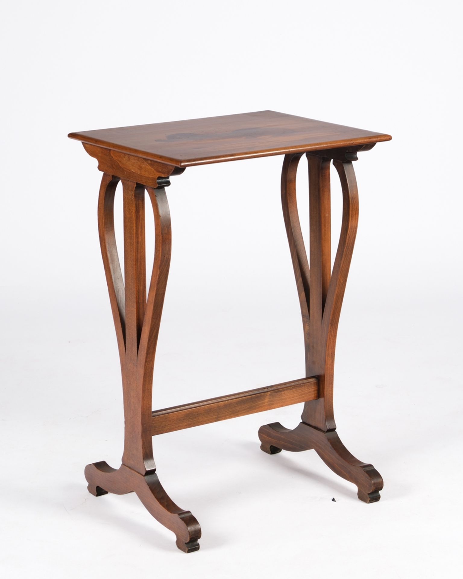 Beistelltisch von Emile Gallé (1846 - 1904), Jugendstil, Nancy, um 1900, rechteckige Platte bildlic - Bild 2 aus 4