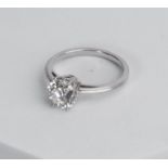 Solitärring, 18kt Weißgold/Pt 950, Brillant ca. 1.75 ct., E-G/if-vvs, ca.3,9 g, RM 56.5