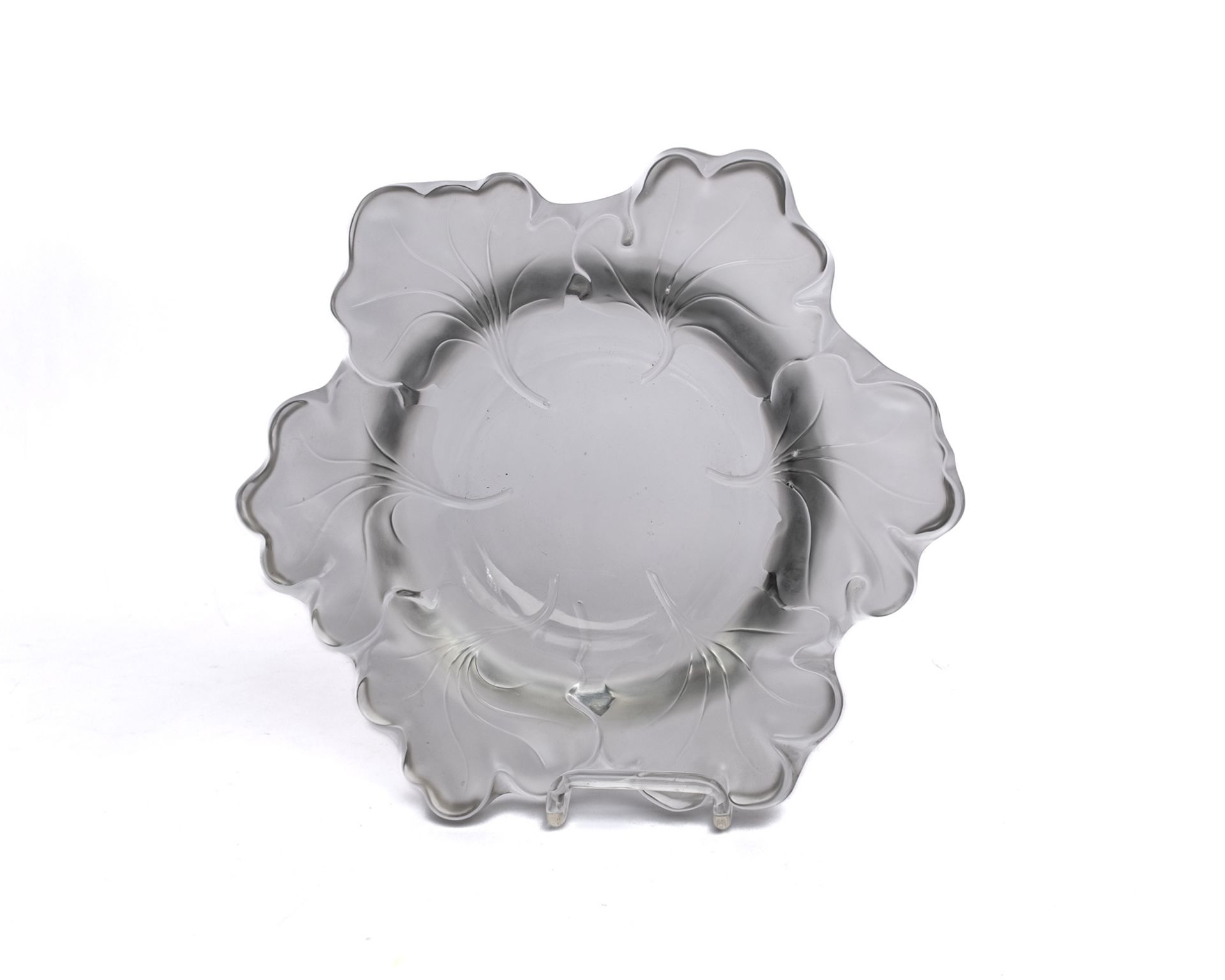 Schale, "Capucines", Lalique, farbloses Glas, teils mattiert, am Boden umseitig bezeichnet Lalique  - Bild 4 aus 7