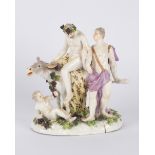 Porzellangruppe, "Der trunkene Silen", Meissen, Schwertermarke, um 1770, polychrom und goldstaffier