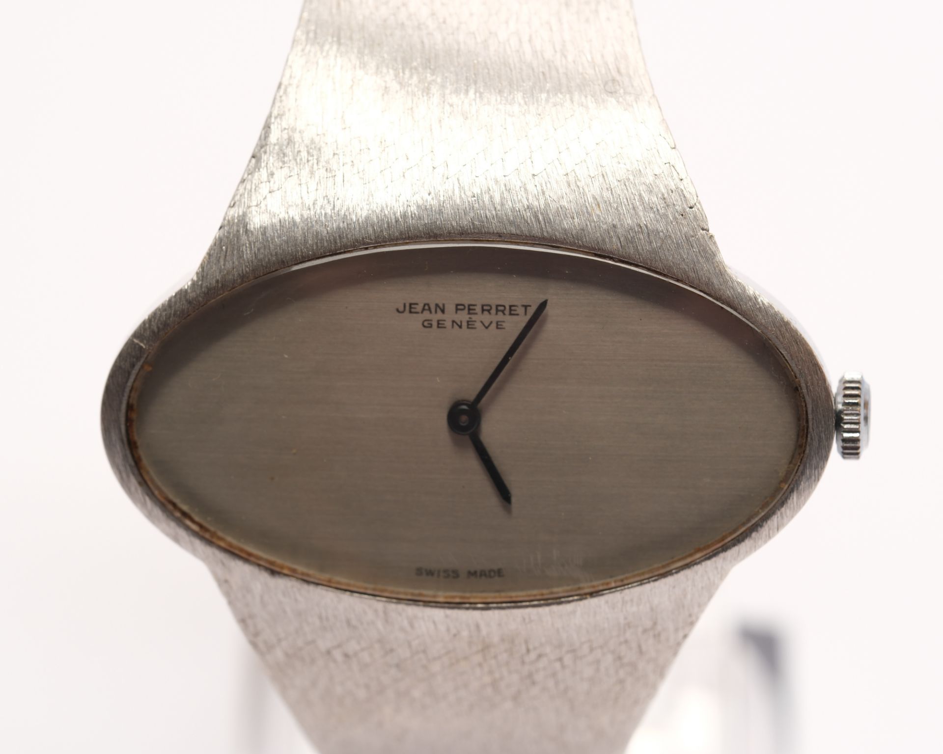 Jean Perret, Damenarmbanduhr, 1970/80er Jahre, Genf, 18kt WG, elliptisches Gehäuse mit verlötetem f - Bild 4 aus 4