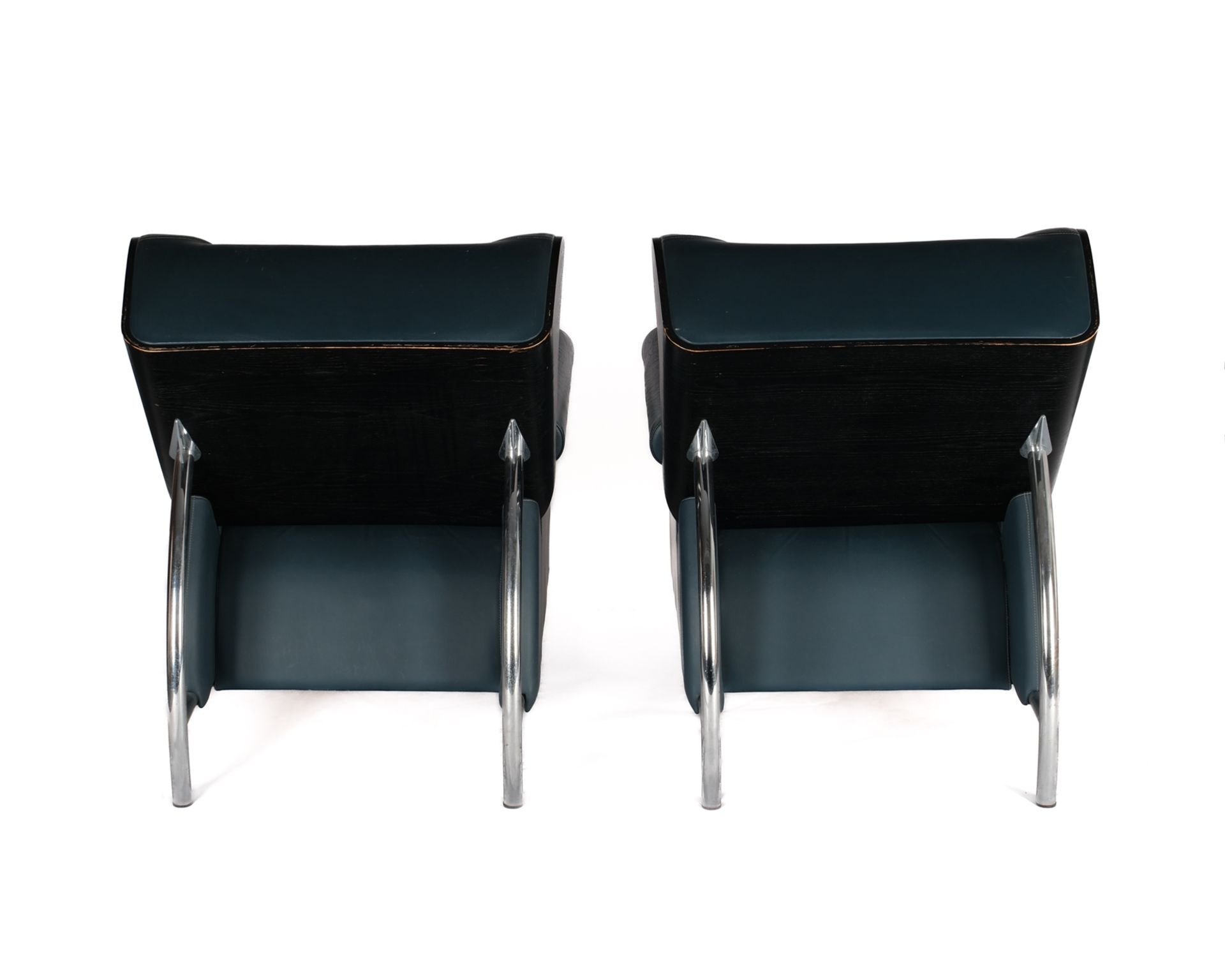 Paar Armlehnsessel "Norma", Entwurf Massimo Iosa Ghini 1986, Ausführung Moroso, Mailand, verchromte - Bild 4 aus 4