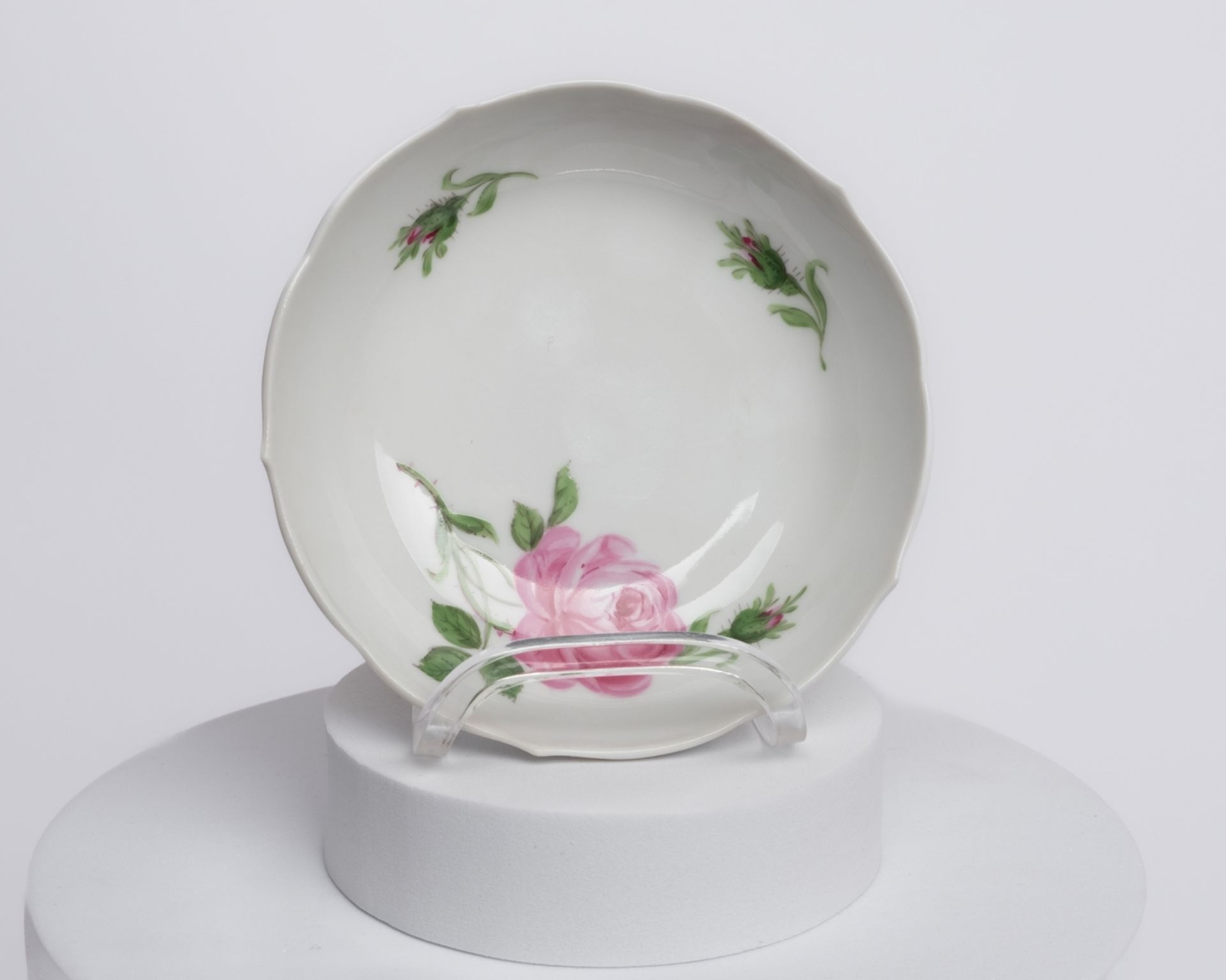 Mokkaservice, 16-tlg., Meissen, Schwertermarke, 1./2. Wahl, rote Rose, meist Goldrand: Mokkakanne ( - Bild 13 aus 14