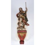 "Heiliger Rochus", alpenländisch 20. Jahrhundert, Holz, vollplastisch geschnitzt, farbig gefasst, m