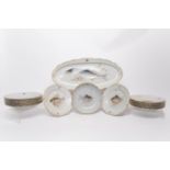 Fischservice, 16-tlg., Meissen, Schwertermarke, 1850-1924, 1. Wahl, Fischmalerei, bunt, Goldrand: 1