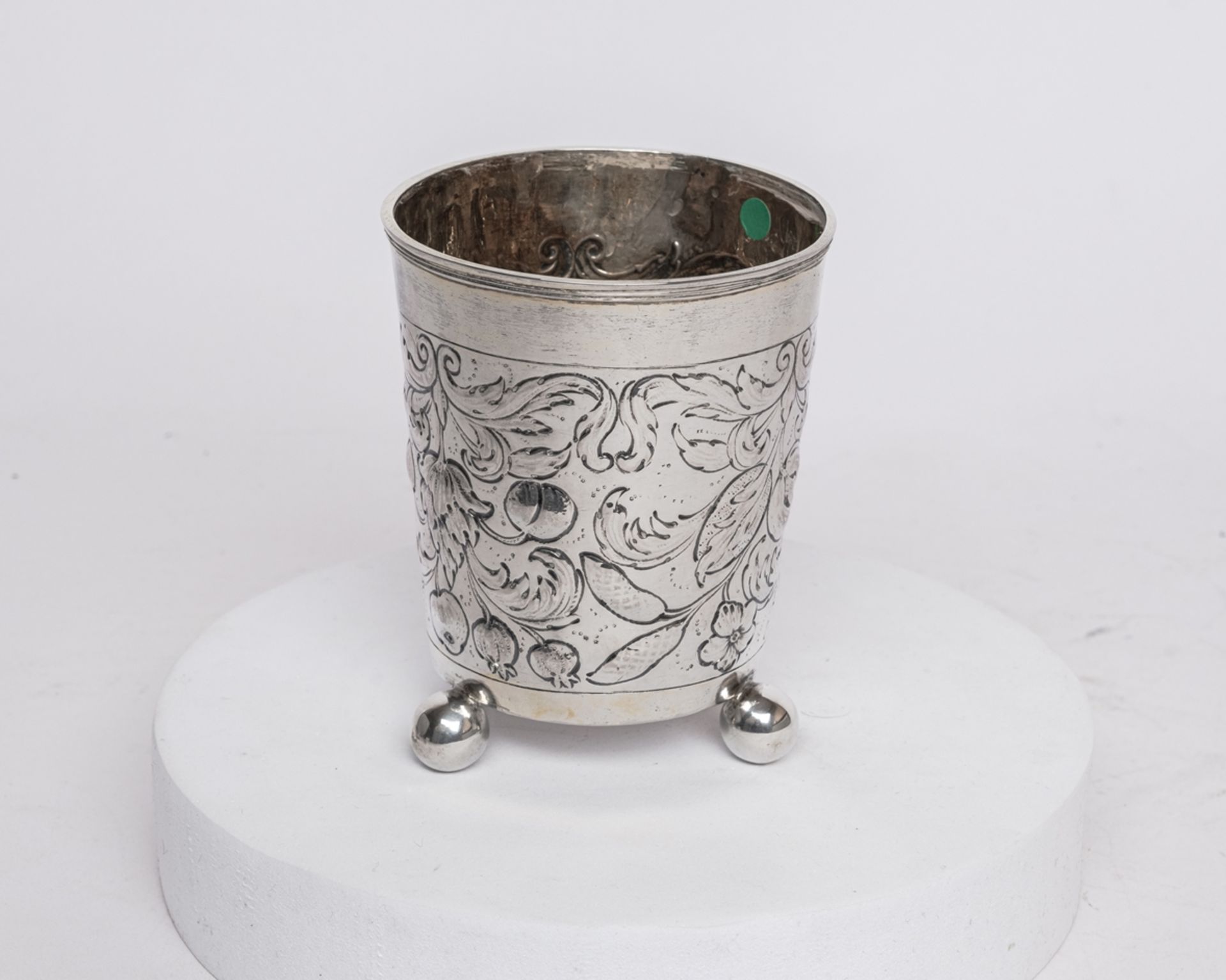 Kugelfußbecher, Silber 12-lötig, Görlitz, um 1717-1741, Stadtmarke, Meistermarke IFB (Johann Friedr