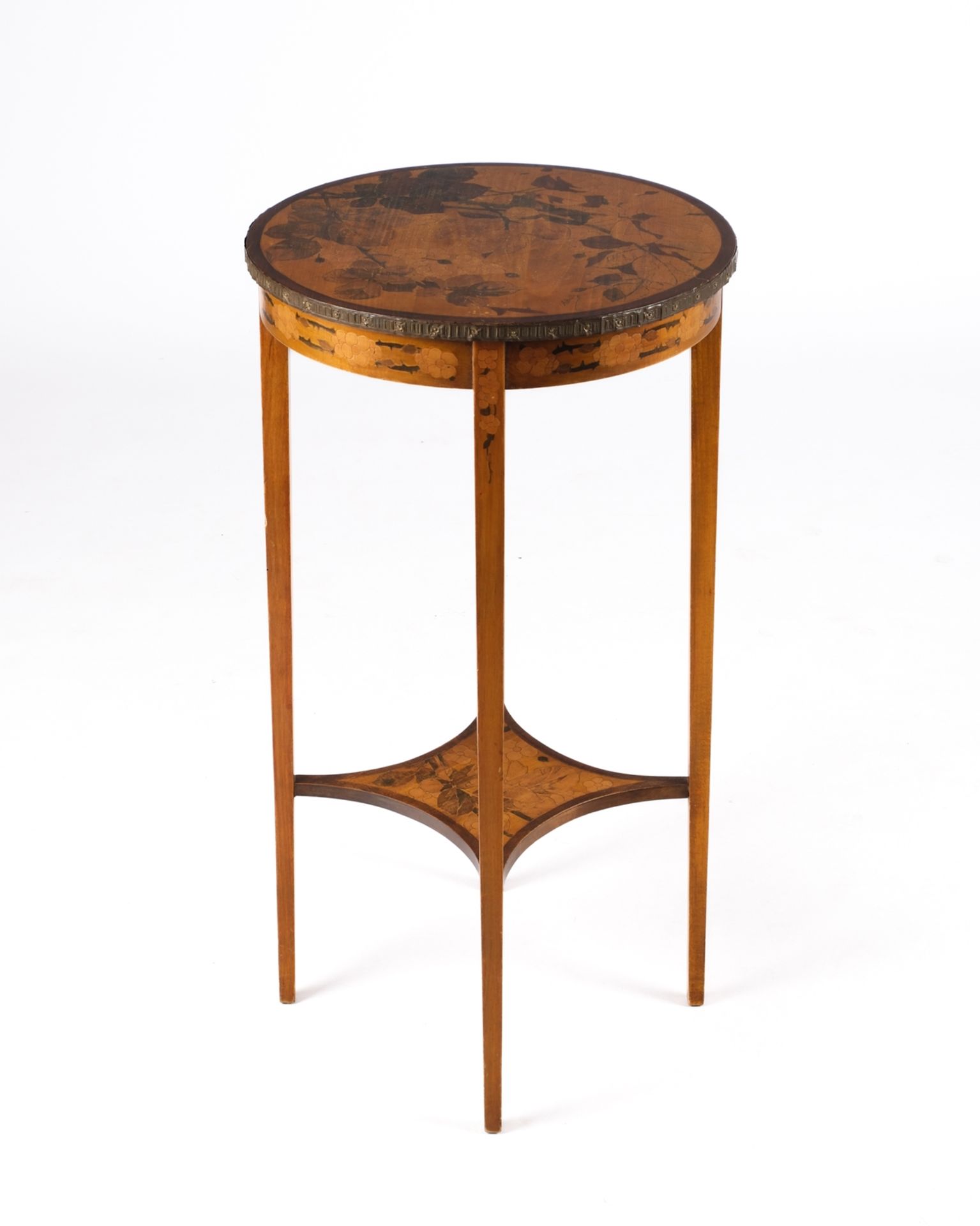 Runder Beistelltisch, Jugendstil, 1. Viertel 20. Jh., signiert A. Heitz, runde Platte auf vier koni - Bild 2 aus 6