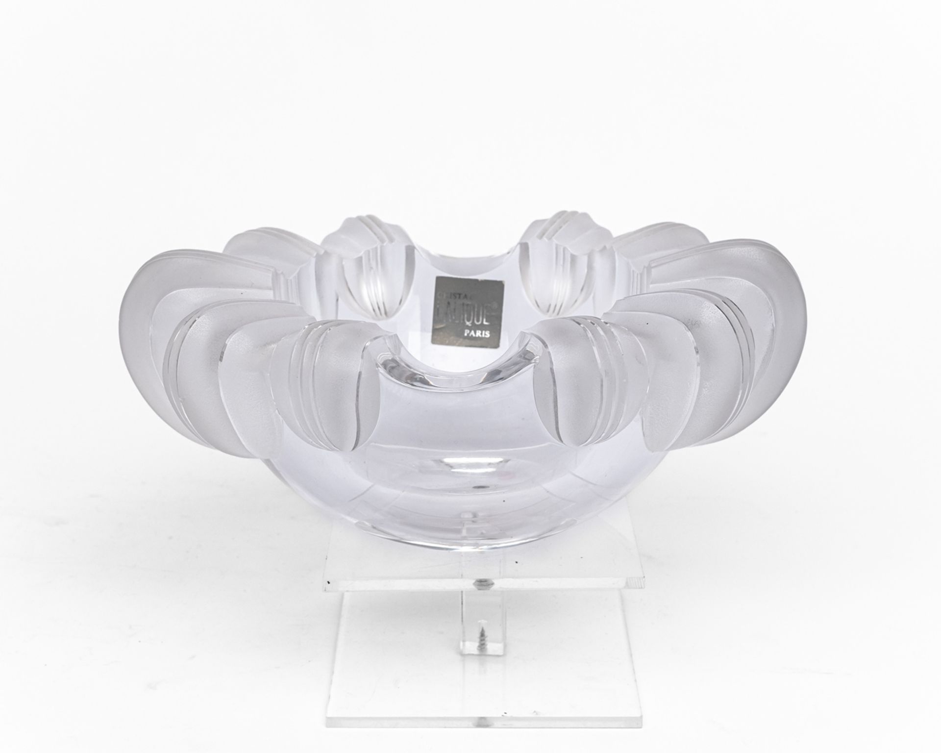 Aschenbecher, "Athena", Lalique, farbloses Glas, teils mattiert, oval, für Zigarren, am Boden umsei