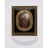 Porzellanbildplatte, "Porträt eines Offiziers des Leib-Husaren-Regiments", KGM Berlin, Königliche G