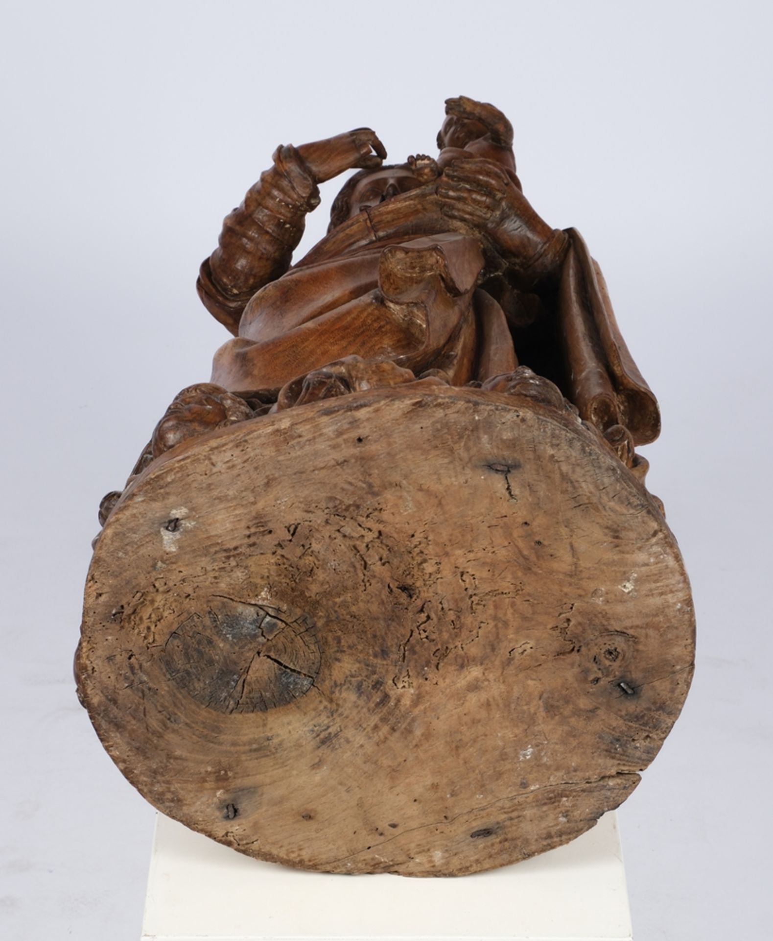 "Madonna mit Kind", wohl spanisch 18. Jahrhundert, Holz, 93 cm hoch, auf flache Plinthe gesetzt, Fi - Bild 7 aus 7