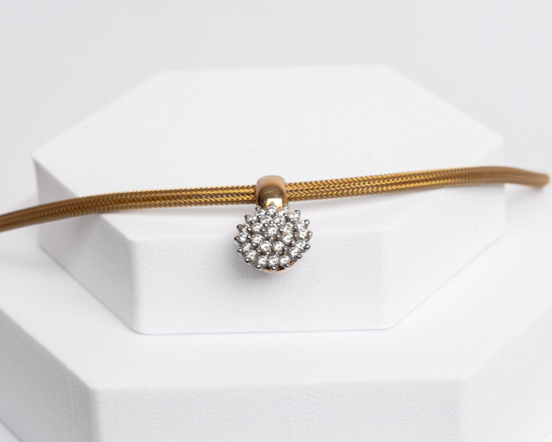 Anhänger an Kette, 14kt Gelbgold, Brillanten, Kette ca. 12.9 g, ca. 43 cm lang