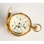 Taschenuhr, Grand Complication Chronograph, ca. 1880, ca. 55 mm, 18kt Rotgold, Handaufzug, emaillie