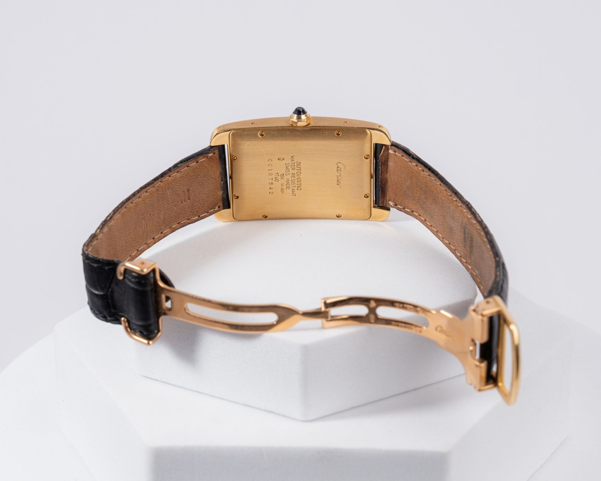 Cartier Tank Américaine, Ref. 1740, Automatik, hochrechteckiges Gehäuse in 18kt Roségold, silbernes - Bild 2 aus 2