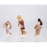 3 Porzellanfiguren, "Amorette mit Laterne", "Amorette als Bettler", "Putto als Allegorie des Winter