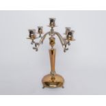 Girandole, Silber 925, Mexiko, teils vergoldet, gewölbter Stand auf vier Füßchen, Nodus mit Blattwe