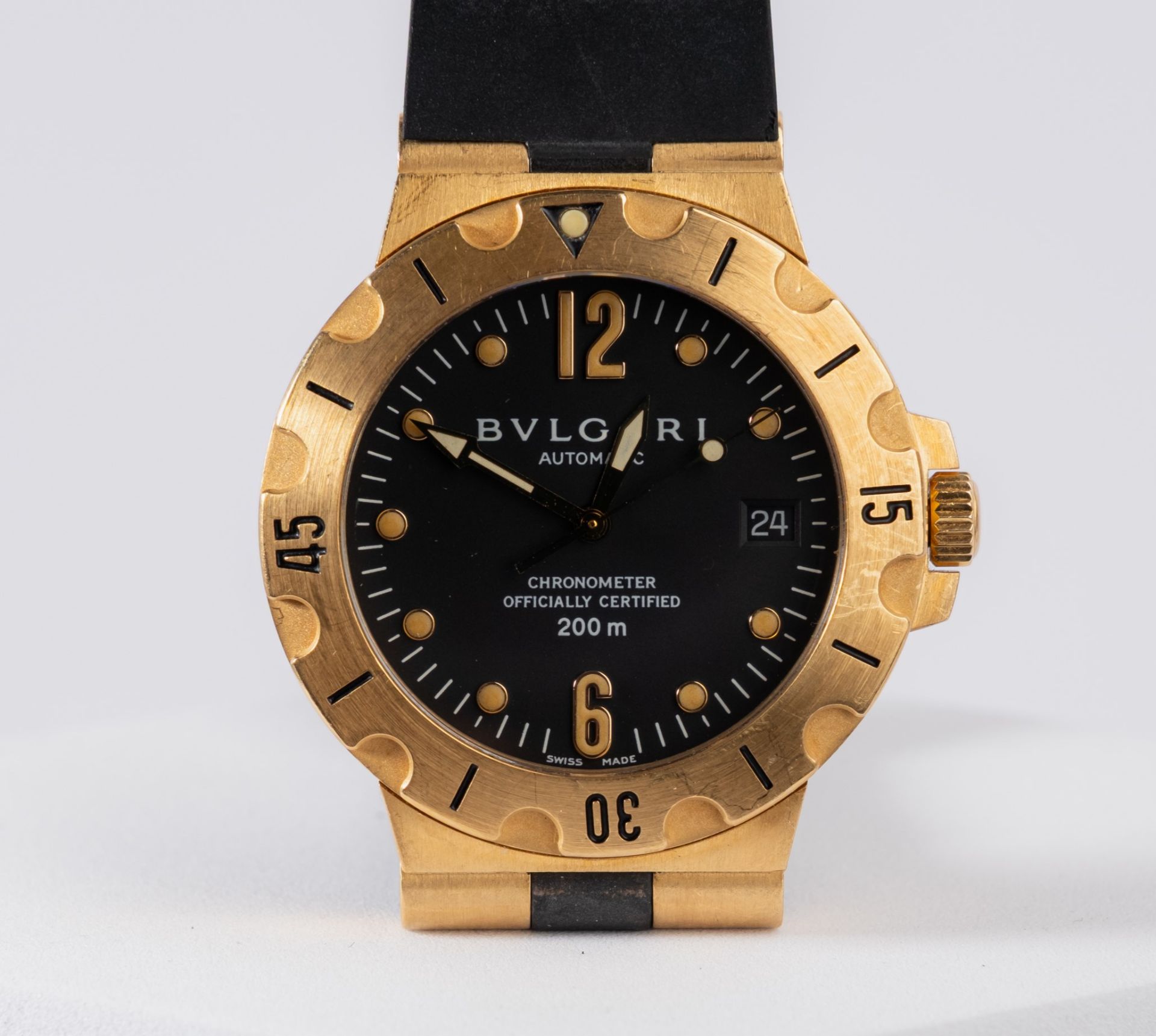 BVLGARI Scuba Diagono Taucherchronograph, Ref. SD 38 G, gebürstetes Gehäuse in 18kt Roségold, drehb - Bild 2 aus 3