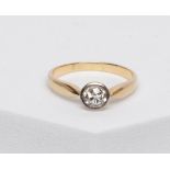 Solitär-Ring, 14kt Gelbgold, 1 Altschliffdiamant ca. 0.60 ct., ca. 4.1 g, RM 62.5