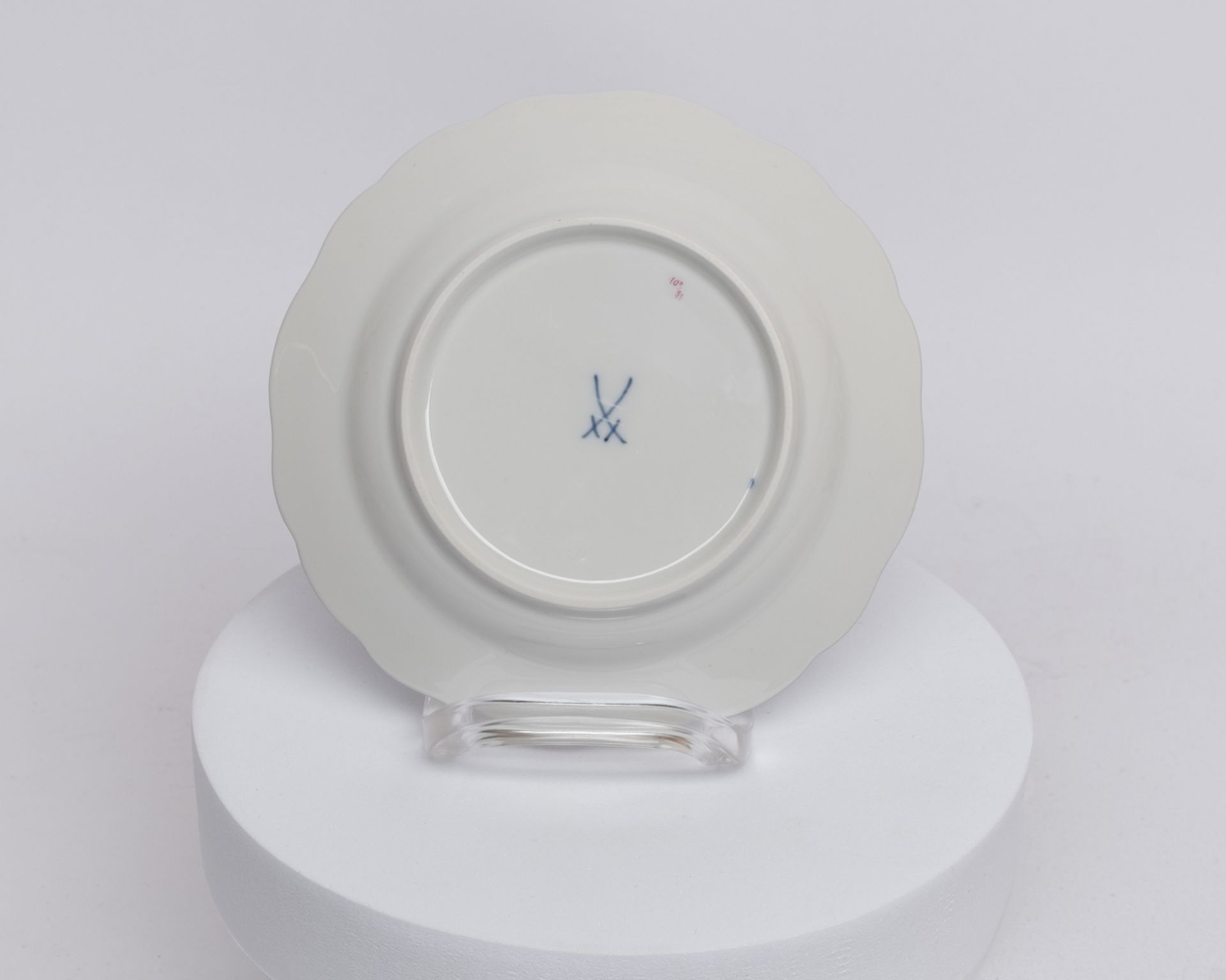 Mokkaservice, 25-tlg., Meissen, Schwertermarke, 2. Wahl, rote Rose, Goldrand: Mokkakanne (Deckelkno - Bild 7 aus 24