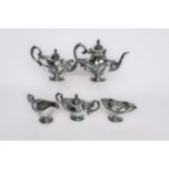 Kaffeekanne, Teekanne, Sahnegießer, Zuckerdose, Schale, Silber 925, Frank W. Smith Silver Co Inc, 1