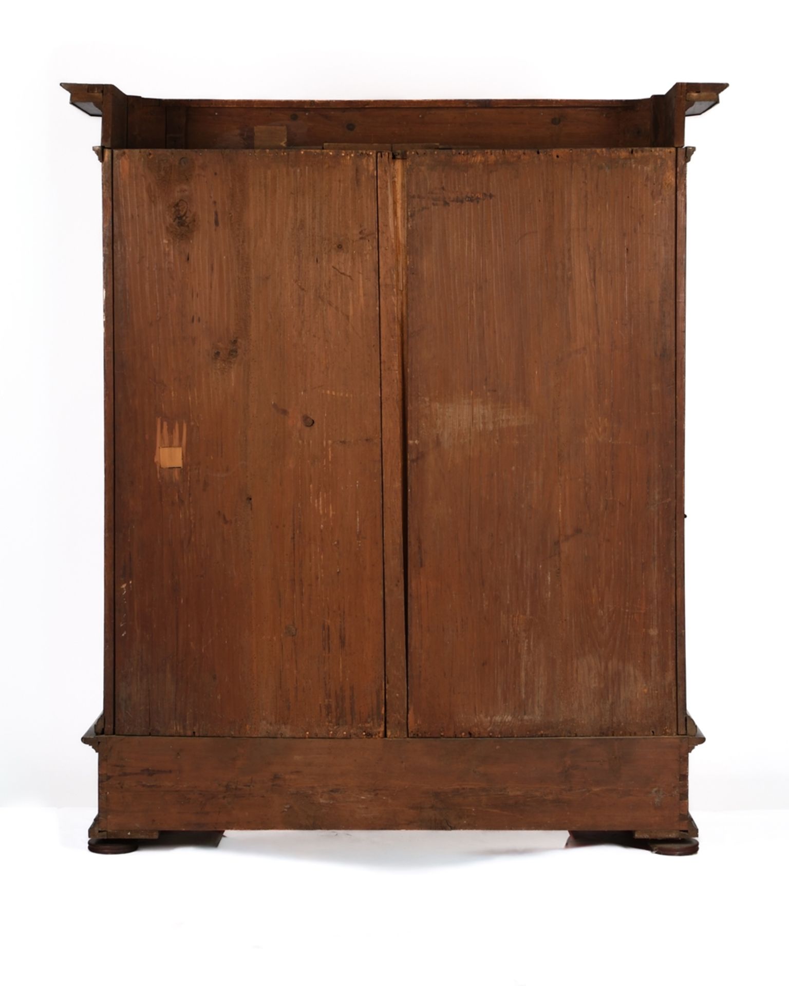 Barockschrank, Schwaben, 18. Jh., Eiche auf Weichholz, mittig teilbarer Korpus mit geschrägten Ecke - Bild 5 aus 5