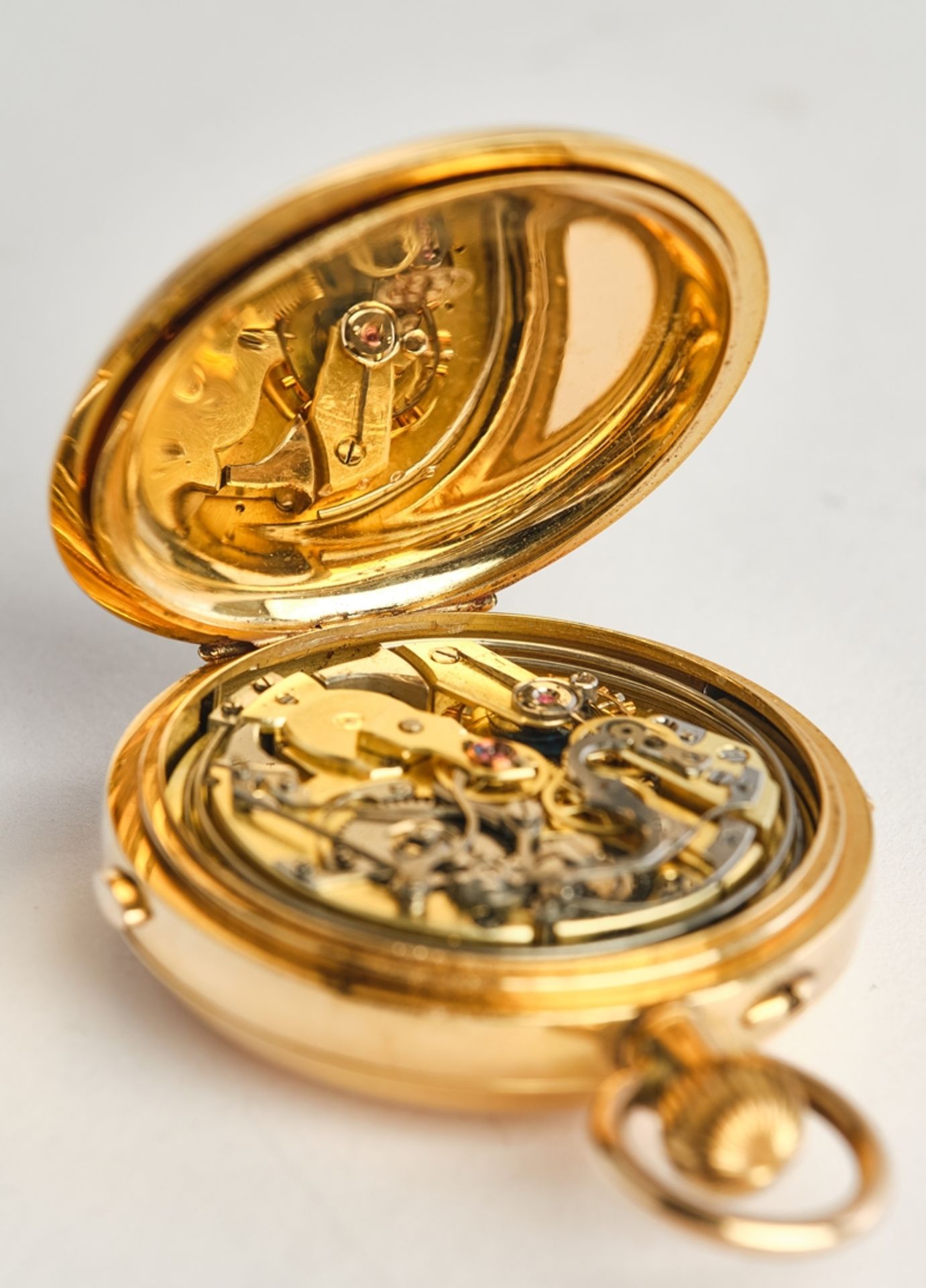 Taschenuhr, Grand Complication Chronograph, ca. 1880, ca. 55 mm, 18kt Rotgold, Handaufzug, emaillie - Bild 3 aus 6