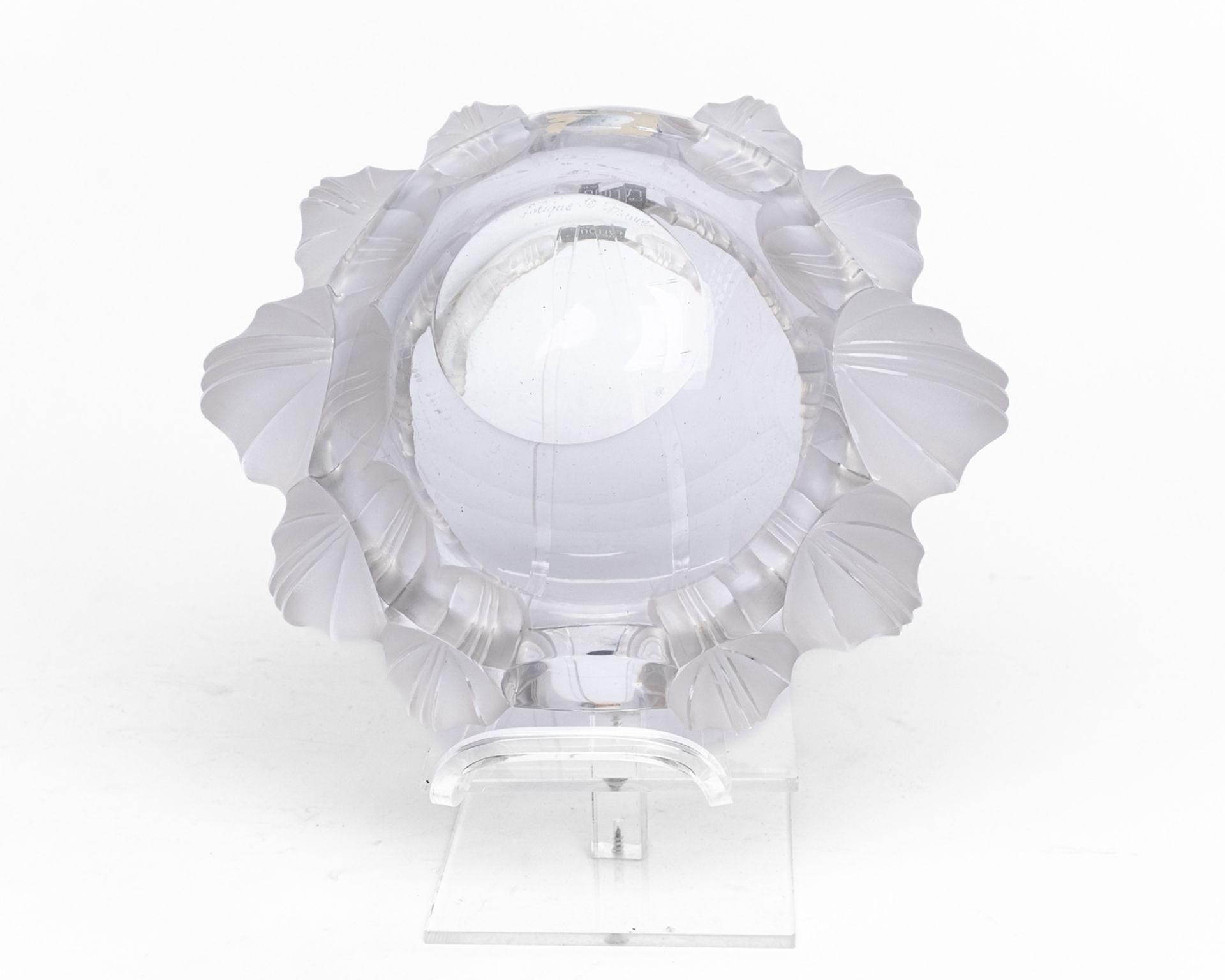 Aschenbecher, "Athena", Lalique, farbloses Glas, teils mattiert, oval, für Zigarren, am Boden umsei - Bild 4 aus 4