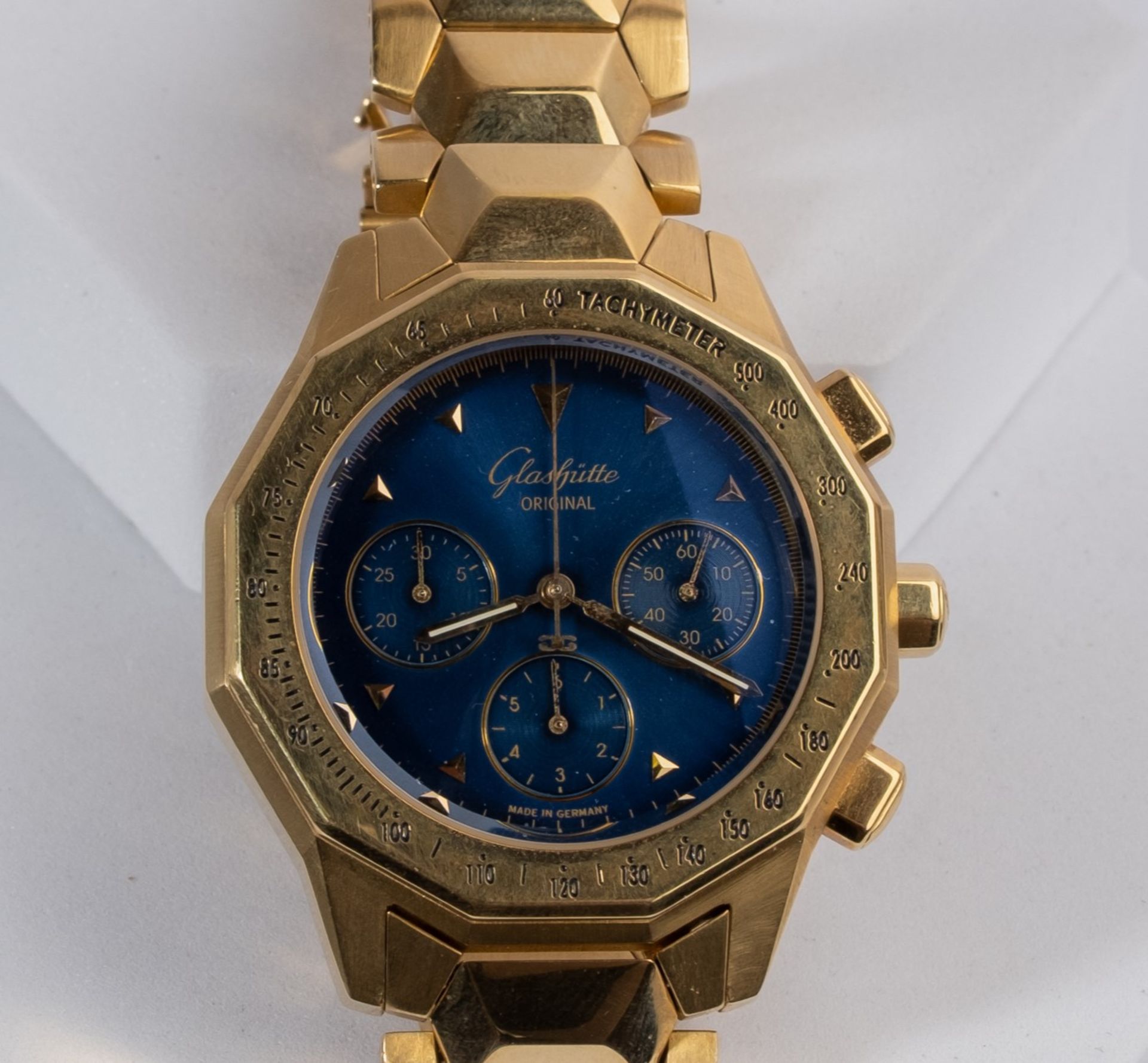 Glashütte Original Sport Senior Chronograph, um 2000, Ref. 10-66-?, Gehäuse und Gliederarmband mit  - Bild 2 aus 3