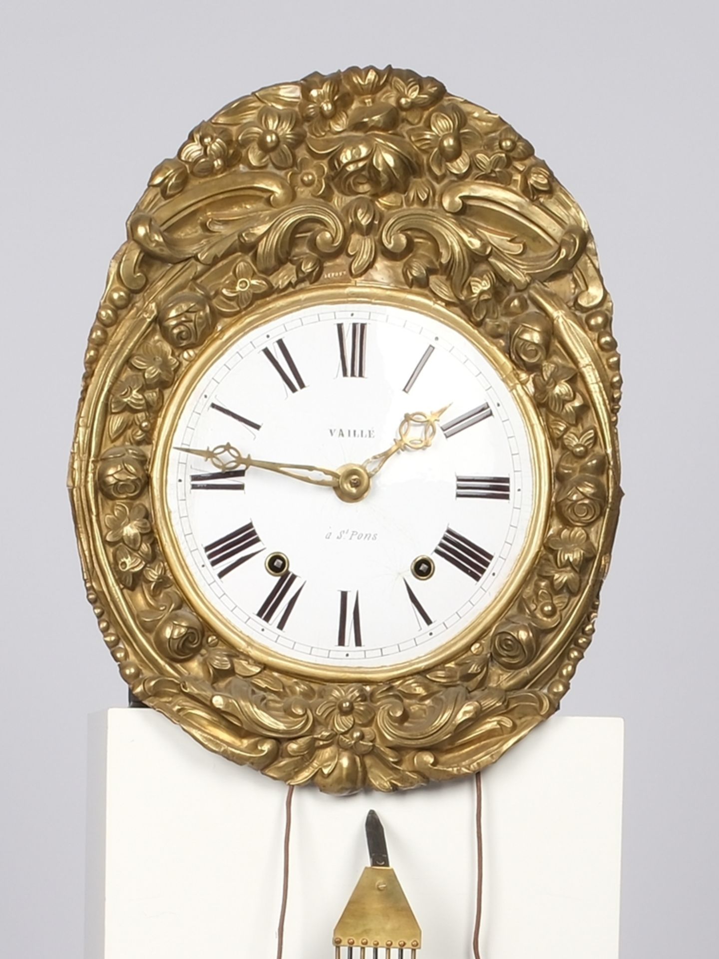 Comtoise, Frankreich, 19. Jh., sign. "Vaille á St. Pons", Lyrapendel, zwei Gewichte - Bild 2 aus 2