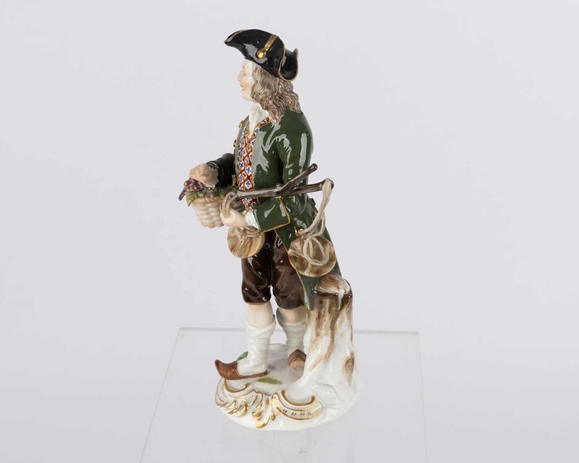 Porzellanfigur, "Traubenhändler", Meissen, Schwertermarke, 1850-1924, 1. Wahl, Modellnummer 7, poly - Bild 2 aus 5