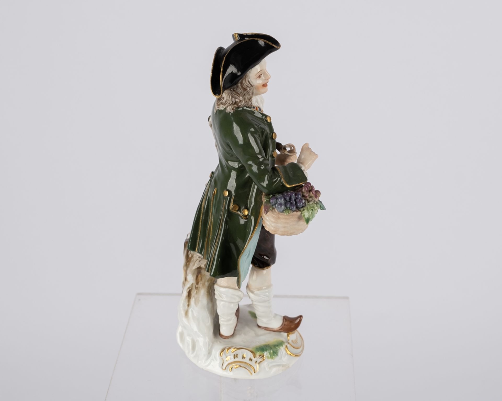 Porzellanfigur, "Traubenhändler", Meissen, Schwertermarke, 1850-1924, 1. Wahl, Modellnummer 7, poly - Bild 4 aus 5