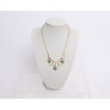 Collier, 18kt Gelbgold, Türkise, Diamanten, ca. 9.5 g