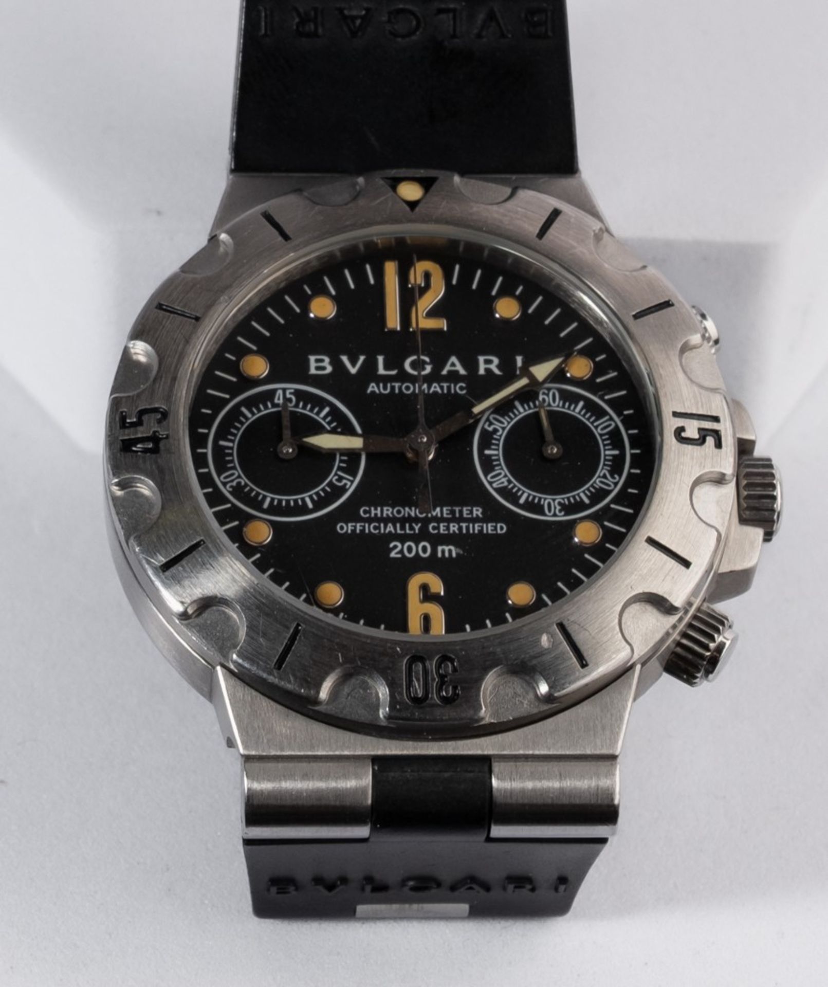 BVLGARI Scuba Diagono Taucherchronometer, Ref. SCB 38 S, Gehäuse in Stahl, drehbare Lünette mit Mar - Bild 2 aus 2