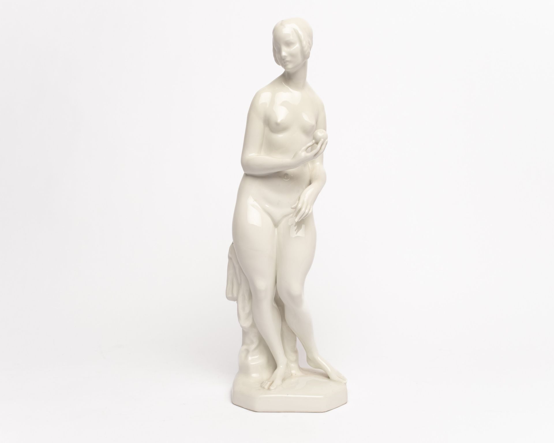 Porzellanfigur, "Eva mit Apfel", KPM Berlin, Weißporzellan, bezeichnet Hubatsch 23, Modellentwurf v