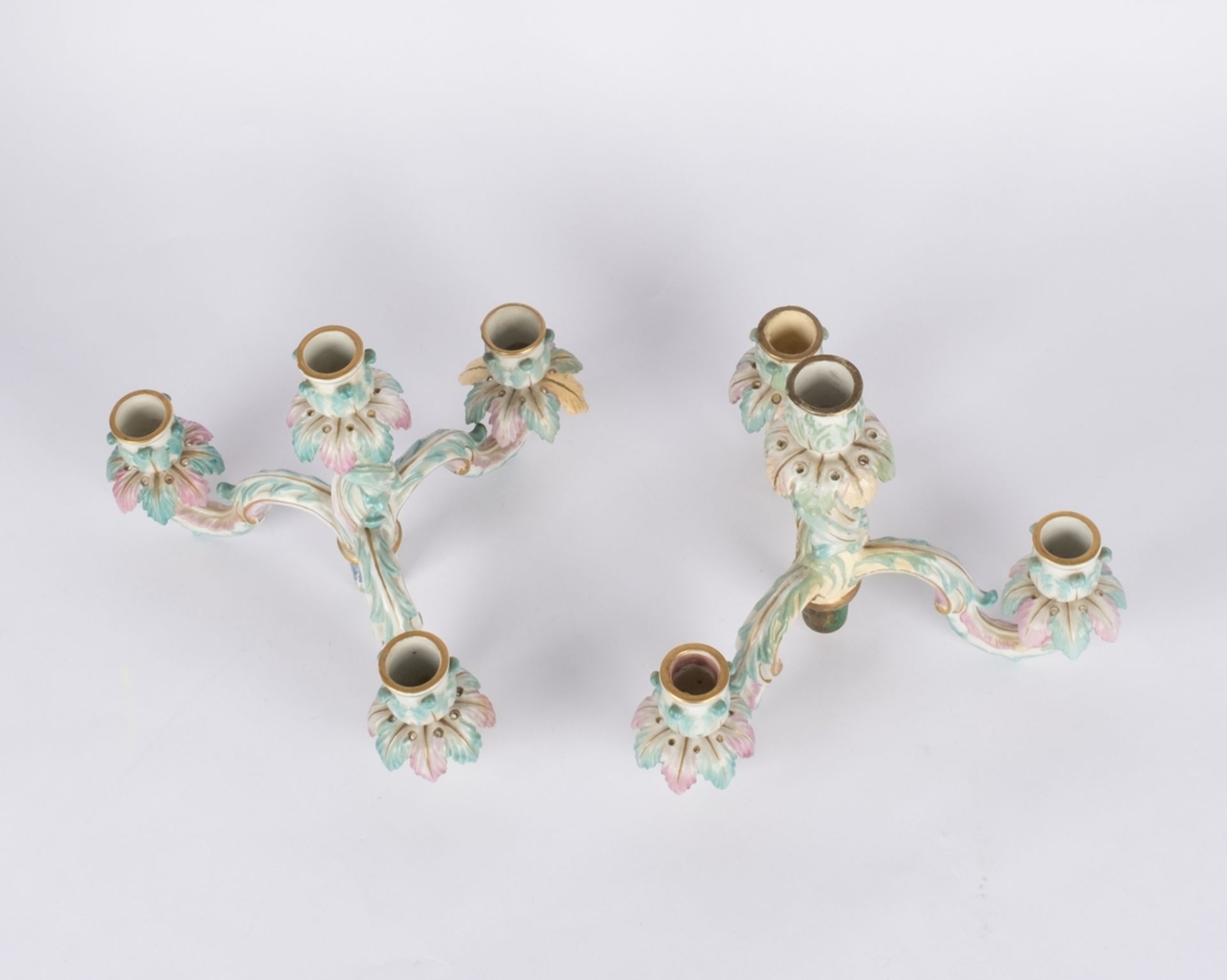 Paar Leuchter, "Gärtnerfiguren", Meissen, Schwertermarke, 1850-1924, 1./2. Wahl, Modellnummern D 17 - Bild 9 aus 10