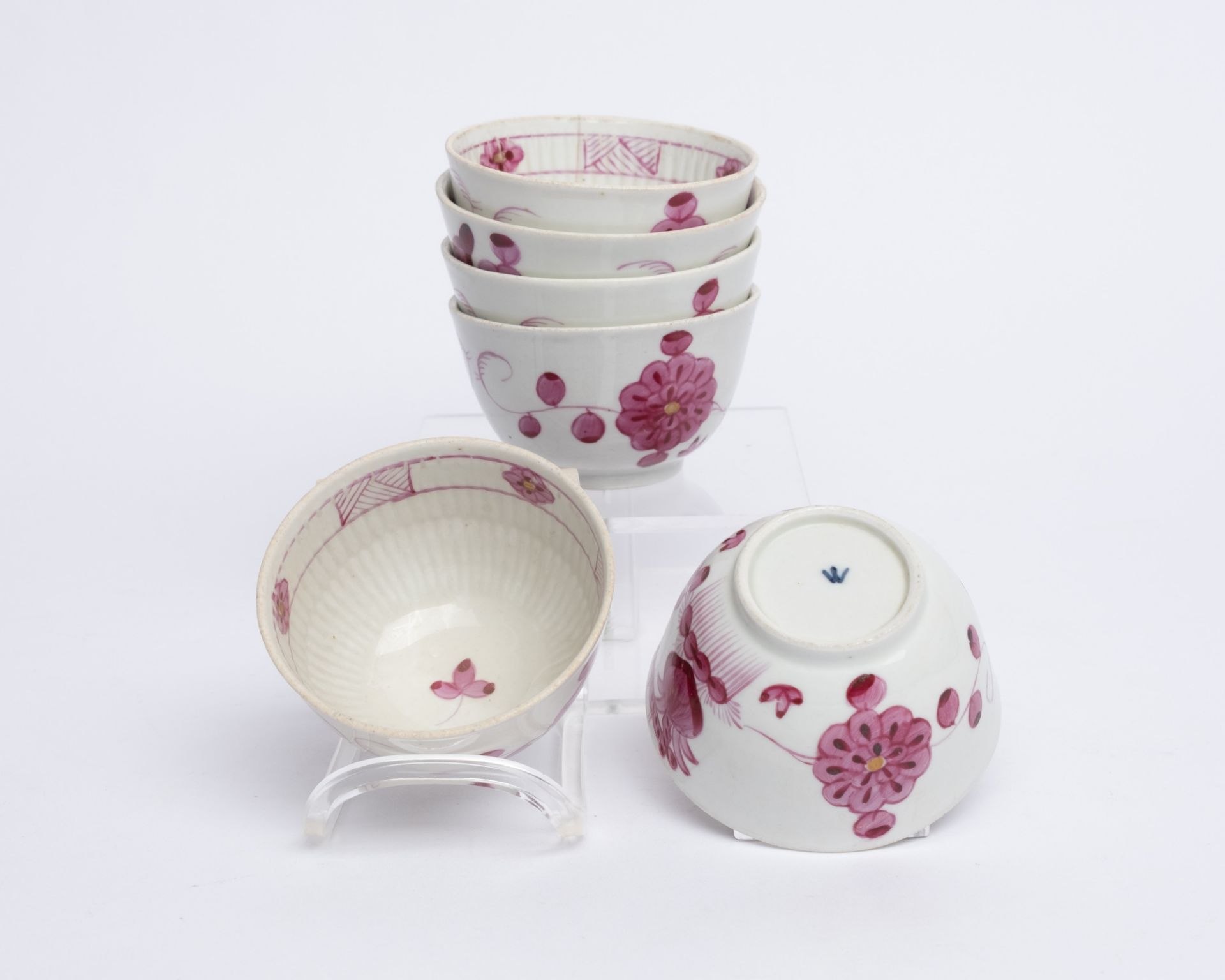 Kaffeeservice, 15-tlg., Wallendorf, 1772-1829, gebrochener Stab, indische Purpurmalerei: Kaffeekann - Bild 2 aus 9