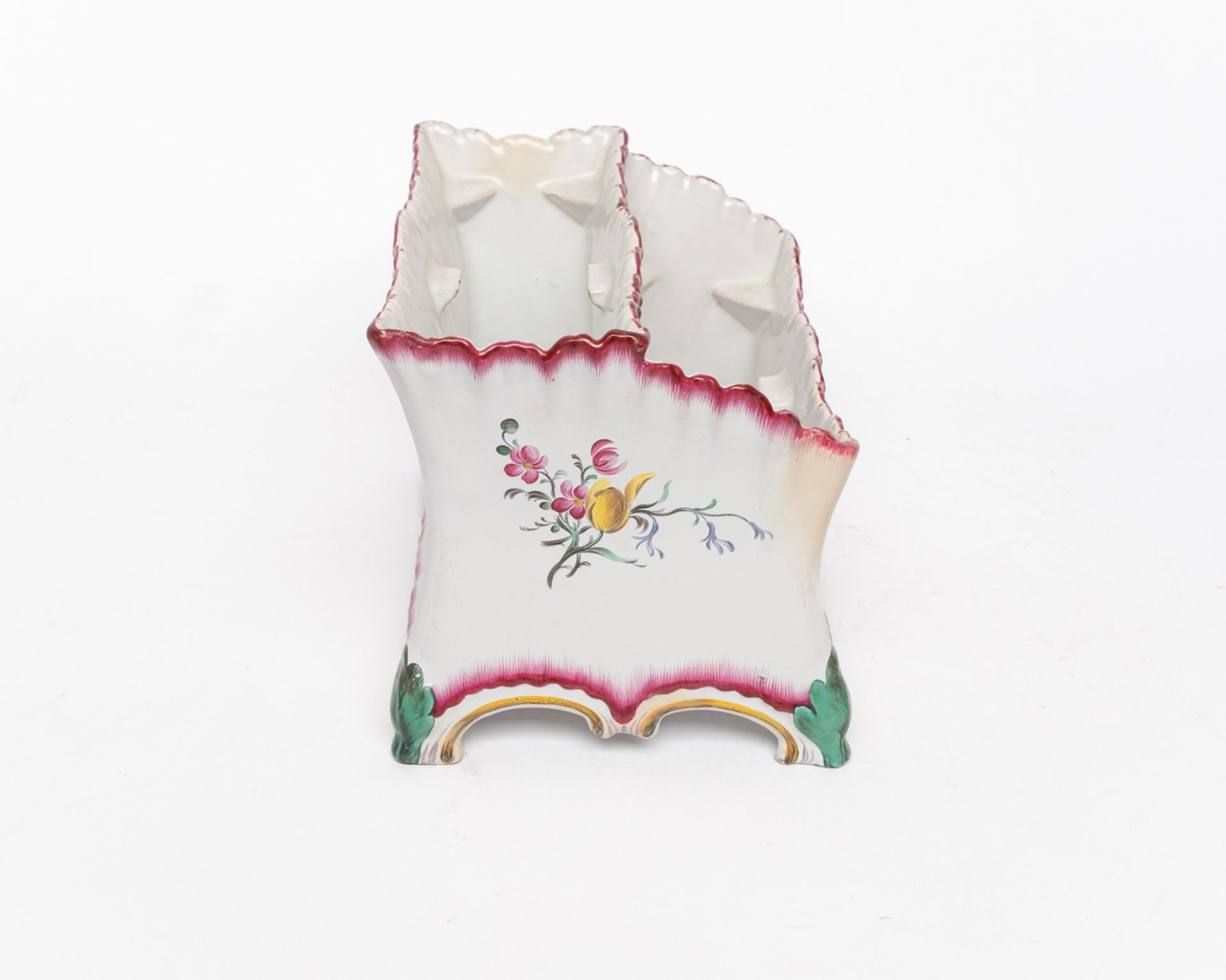 Jardinière, Straßburg, um 1762-70, Joseph Hannong, Fayence, farbiger Aufglasurdekor mit fleurs fine - Bild 4 aus 7