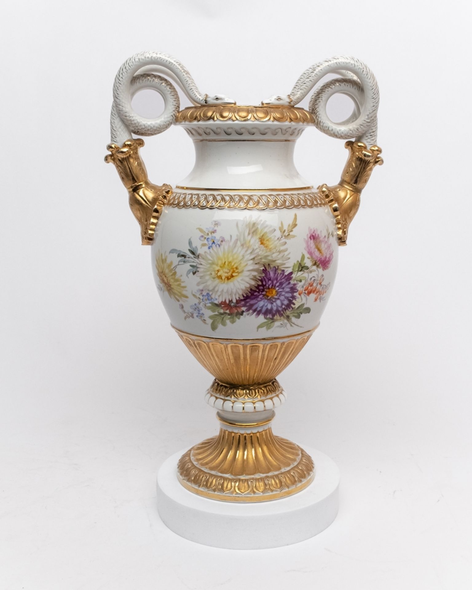 Schlangenhenkelvase, Meissen, Schwertervase, 1850-1924, 1. Wahl, Modellnummer E 116, balusterförmig