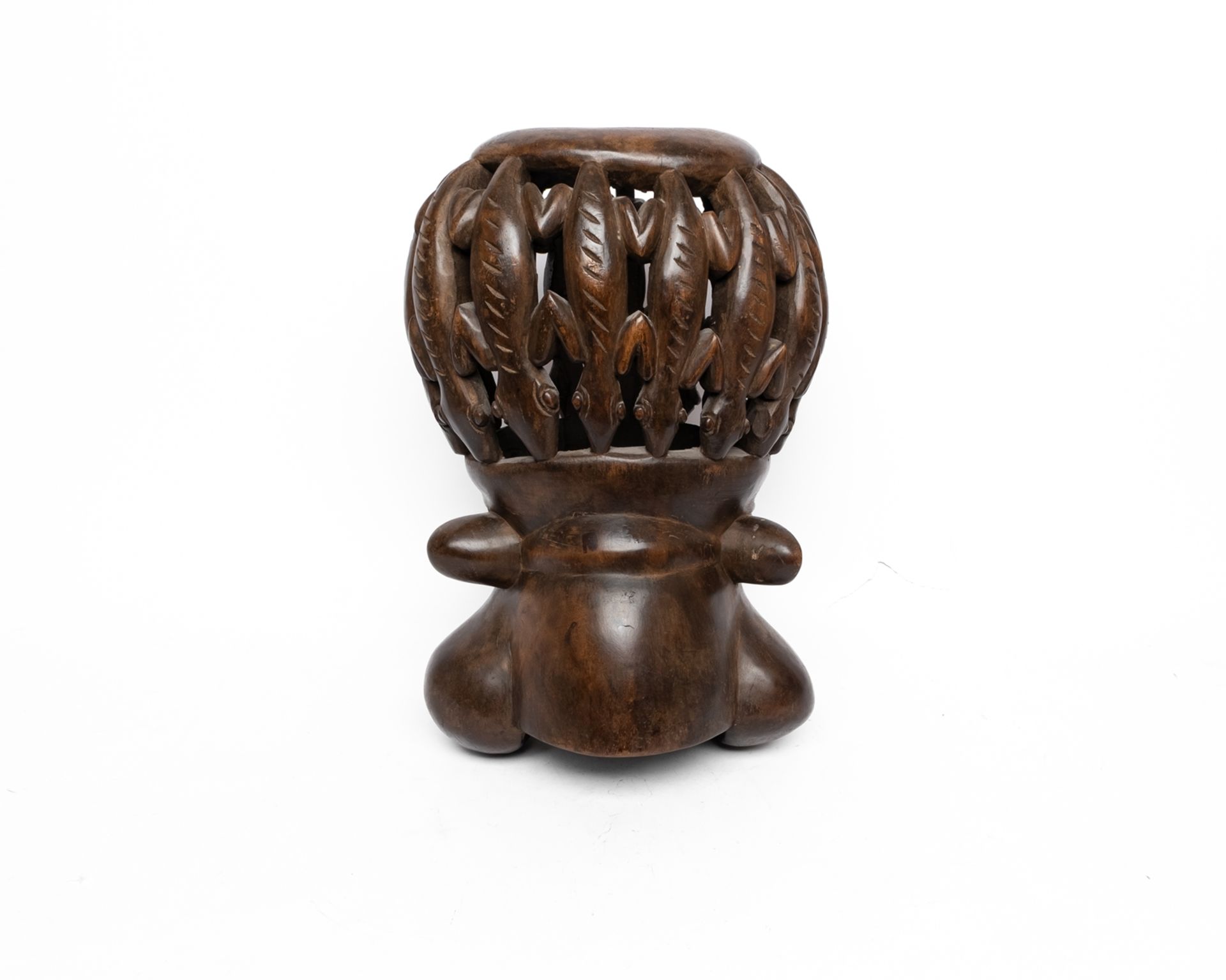 Große Maske, Bamileke, Kameruner Grasland, Afrika, Holz, geschnitzt, braune Patina, gerundeter Kopf - Bild 2 aus 2