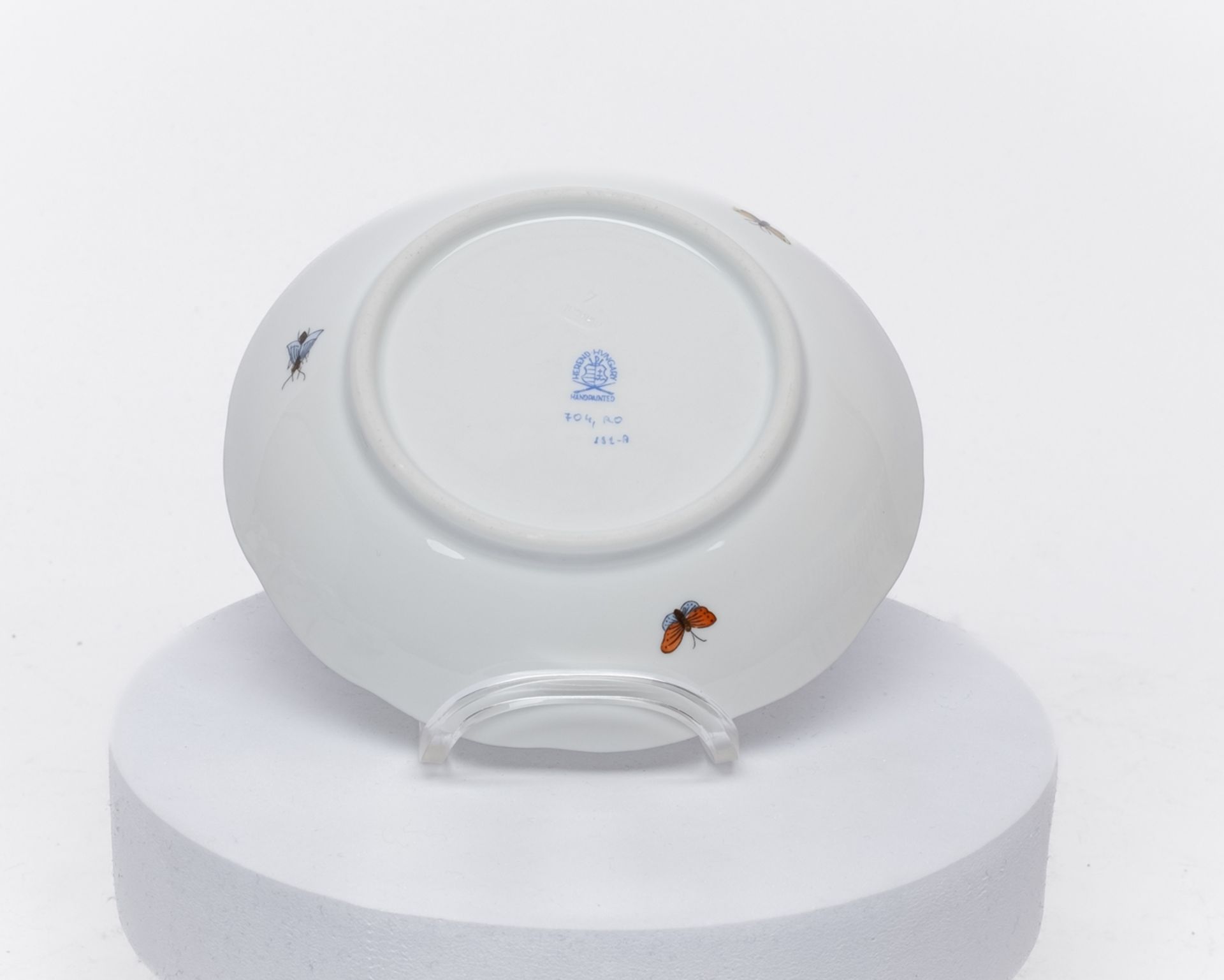 Service, 77-tlg., Herend, Dekor Rothschild, Goldrand: 10 Deckelsuppentassen, 10 Untertassen, 12 Vor - Bild 6 aus 12