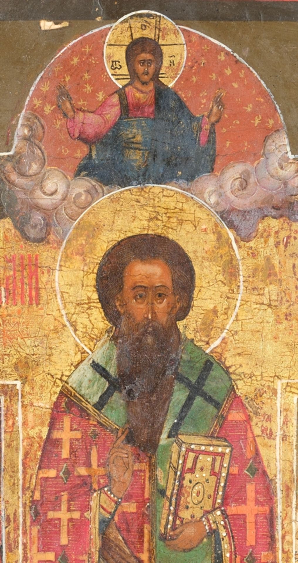 "Basilius der Große mit Lebens- und Wunderszenen", Ikone, Tempera auf Holz, Russland, 19. Jahrhunde - Bild 4 aus 10