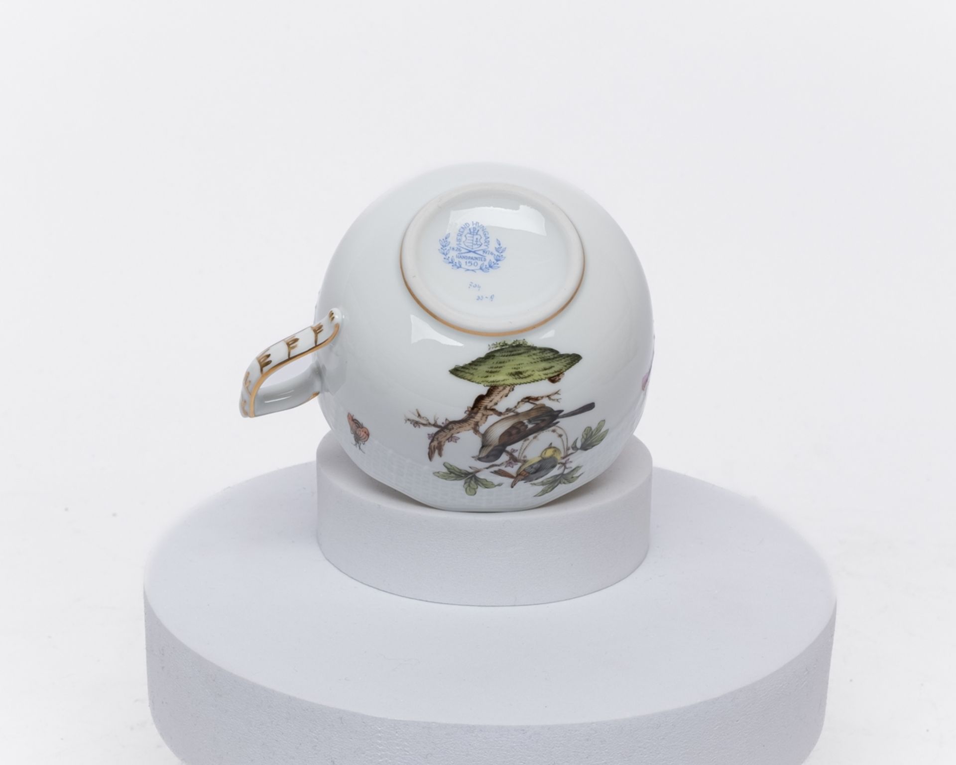 Service, 77-tlg., Herend, Dekor Rothschild, Goldrand: 10 Deckelsuppentassen, 10 Untertassen, 12 Vor - Bild 4 aus 12