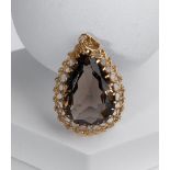 Anhänger, 18kt Gelbgold, Rauchquarztropfen ca. 32.0 ct., ca. 12.6 g